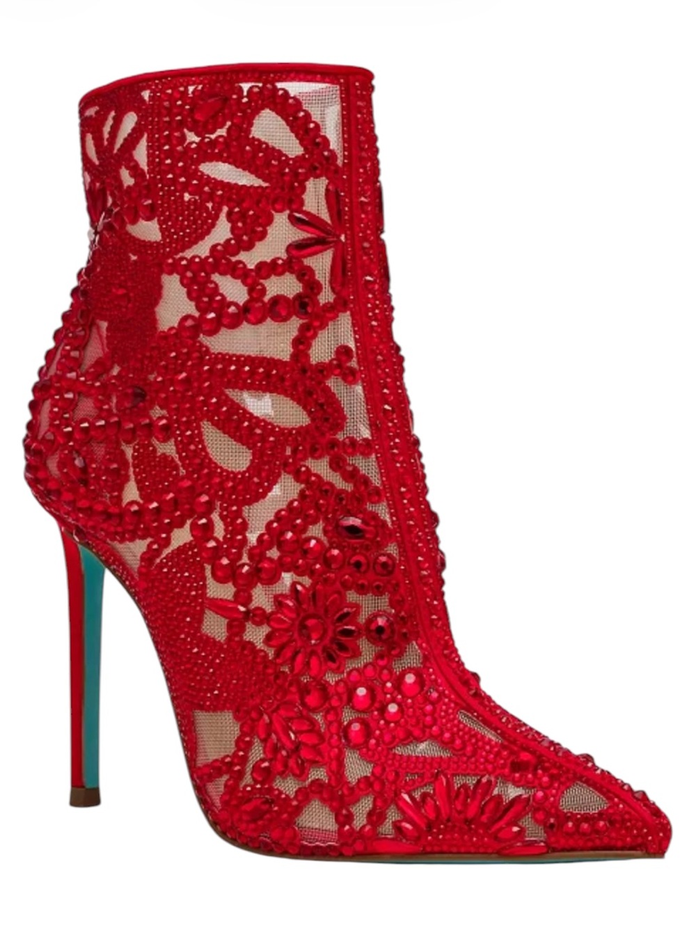 Betsey Johnson Bolt Red Rhinestone Ankle Booties Size 6.5 NEW